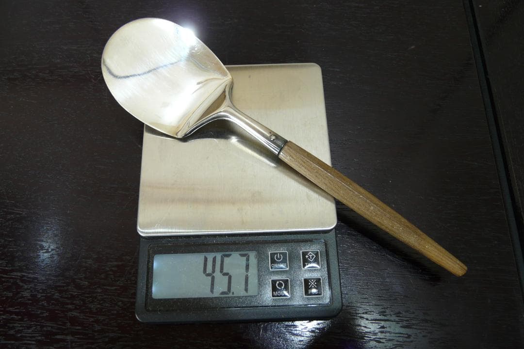 二代木村清五郎 造 南鐐炉用灰匙 茶道具 灰道具 銀製 45.7g 桑柄