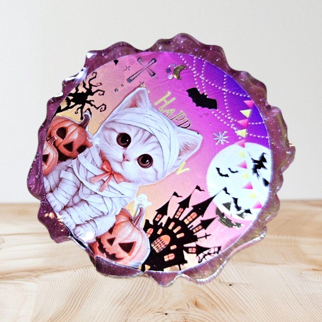 SALE❤NO.979❤猫  ハロウィン❤レジンへアゴム ブローチ