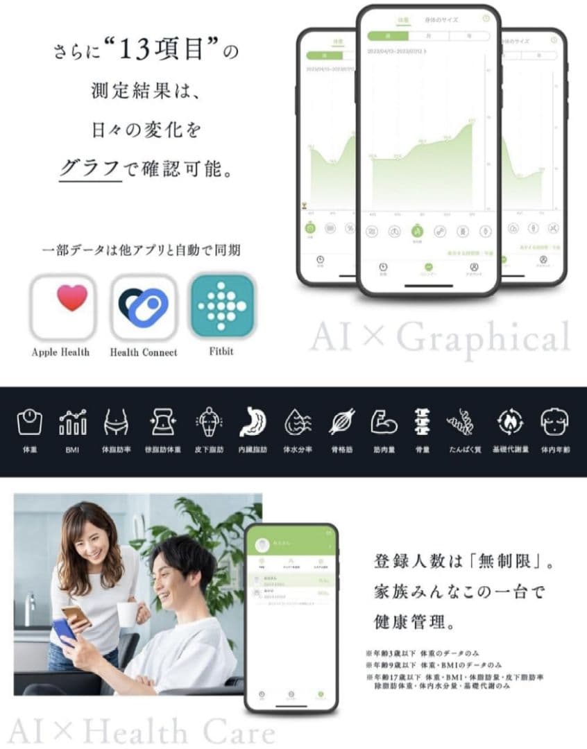 【1台限り】AI×対体組成計　ホワイト　Infield 　スマホ連動