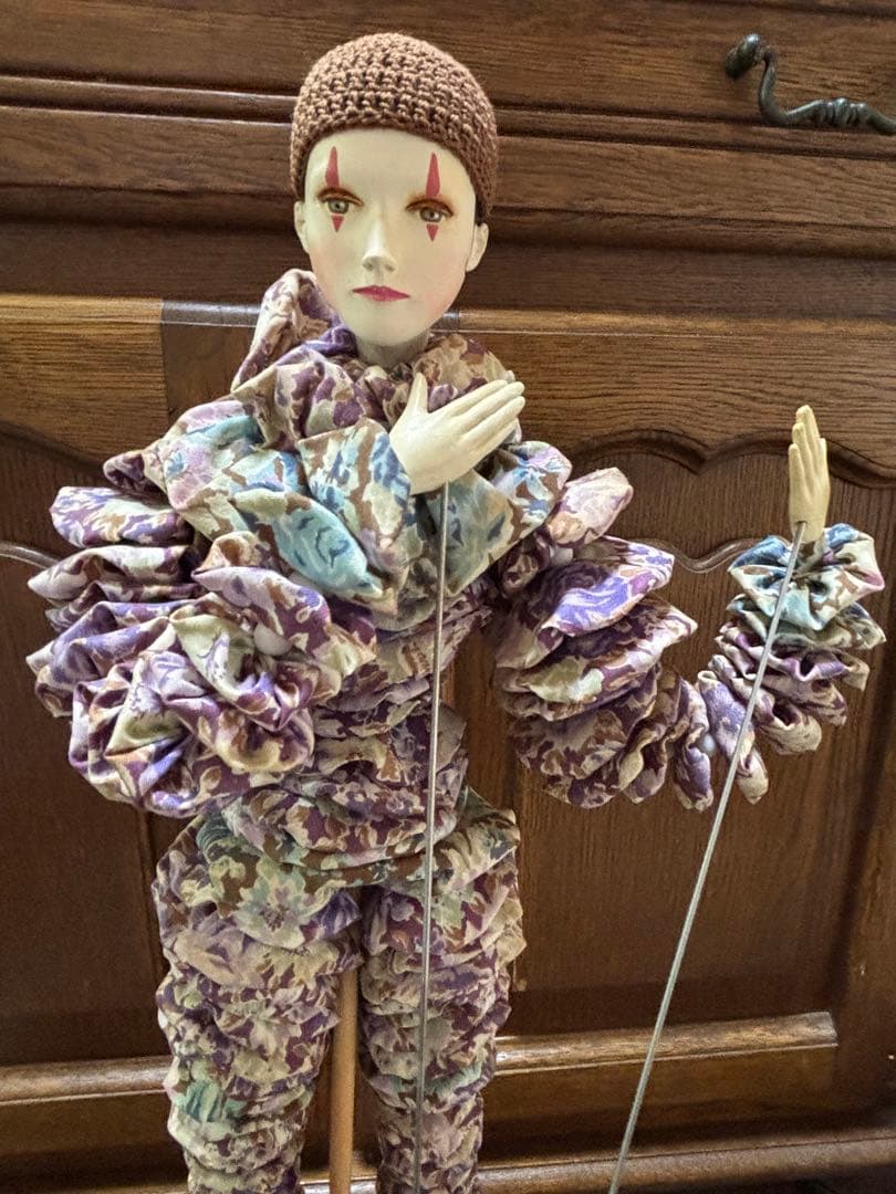 アンティーク　ピエロ　操り人形　ピエレット　ハンドメイド　パリの人形