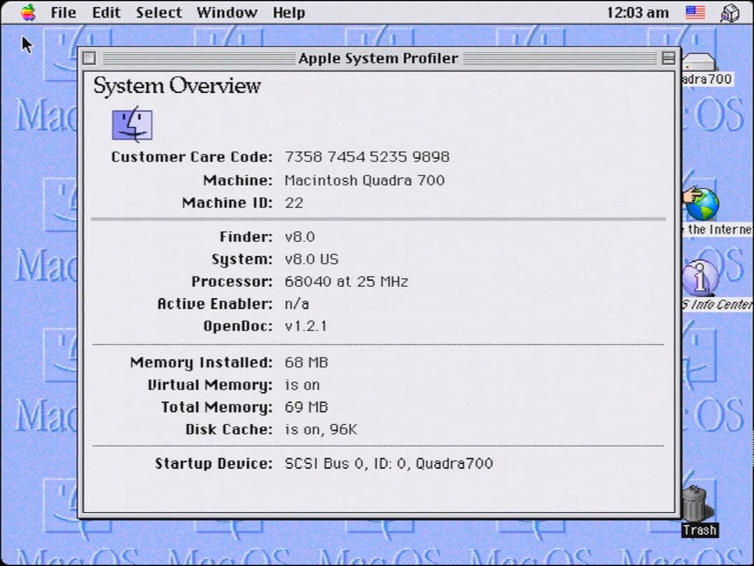 Apple Macintosh Quadra 700 68MB OS8 動作品
