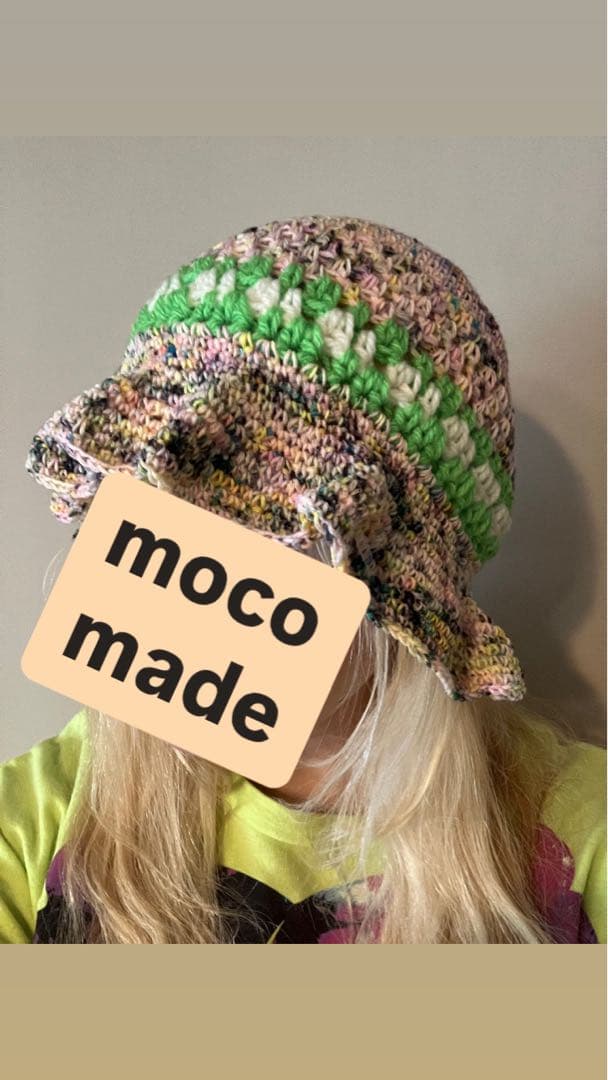 ハンドメイド☺︎カラフルハット☺︎クロシェバケットハット☺︎フリル☺︎タイダイ