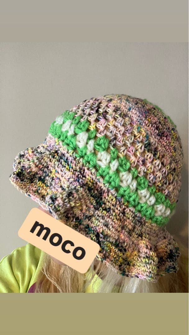 ハンドメイド☺︎カラフルハット☺︎クロシェバケットハット☺︎フリル☺︎タイダイ