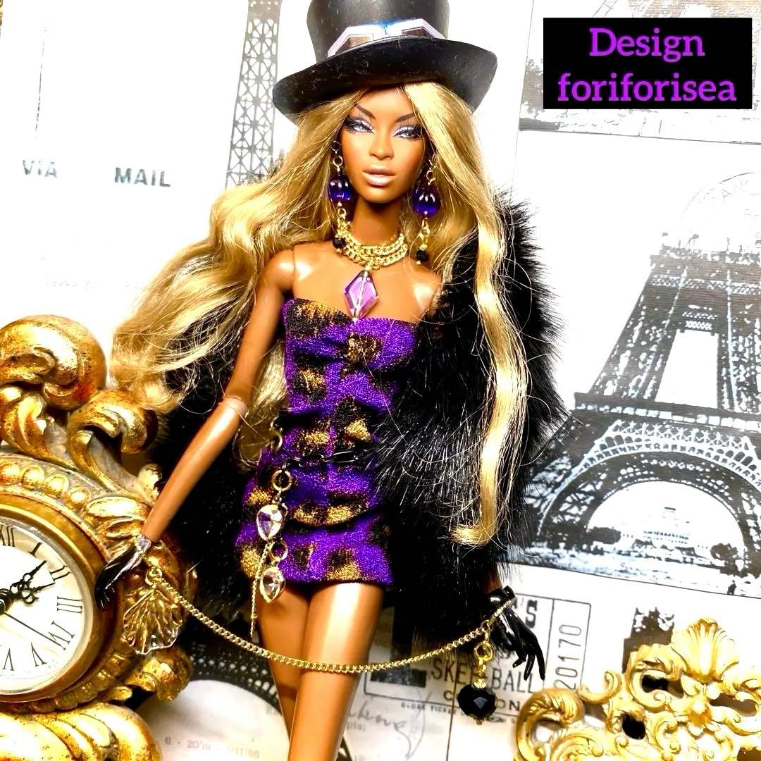 Shiny purple✖︎GOLD leopard dress☆★★アクセ★★