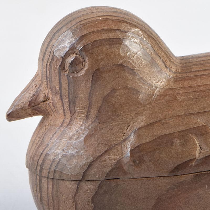 茶道具　小野幸雄作　木彫り　鳥形　香合　共箱　V　R9133