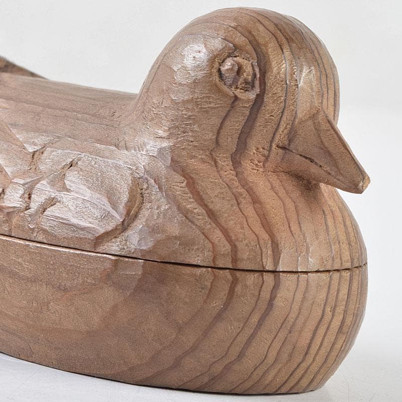 茶道具　小野幸雄作　木彫り　鳥形　香合　共箱　V　R9133