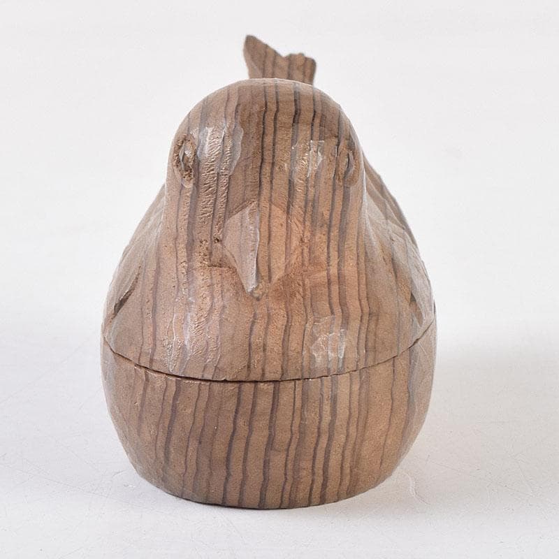 茶道具　小野幸雄作　木彫り　鳥形　香合　共箱　V　R9133