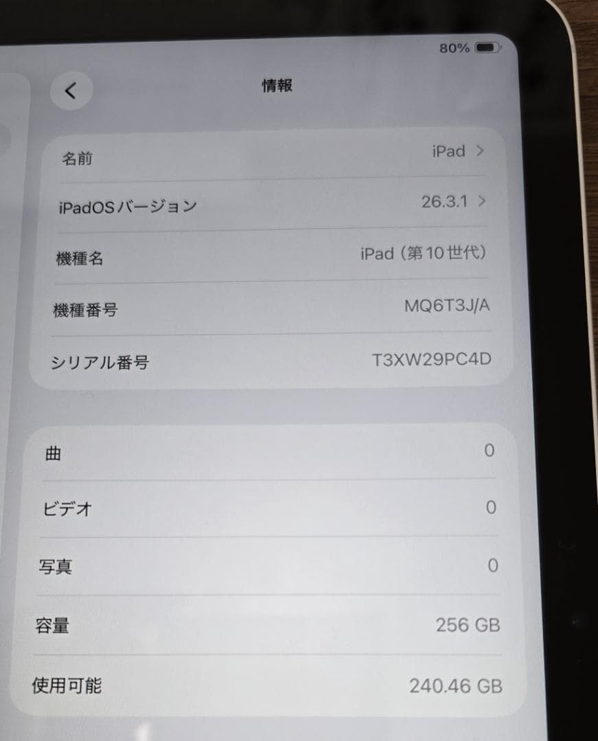 美品 iPad 第10世代 256GB WiFi＋Cellular シルバー