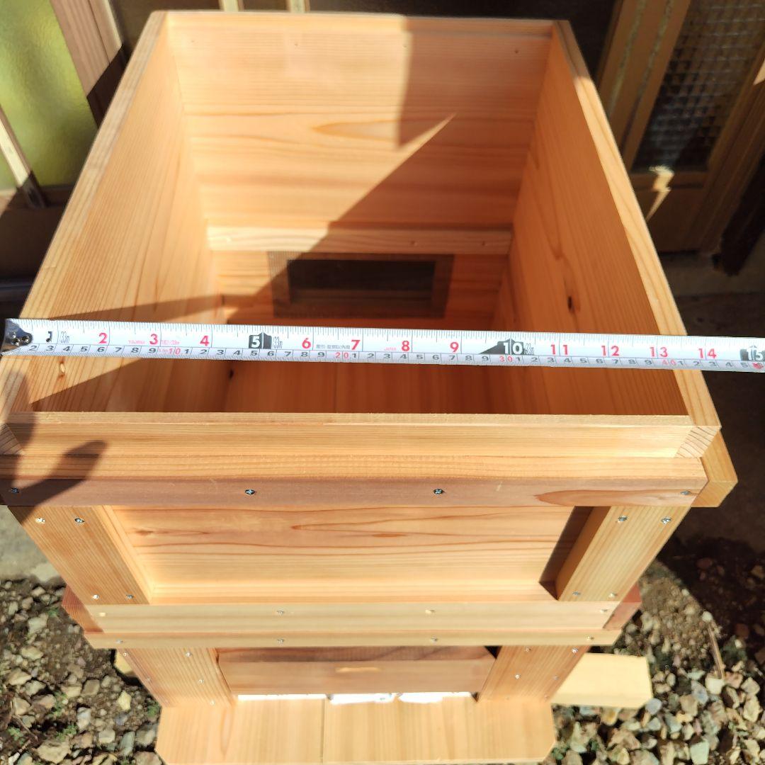 西洋蜜蜂巣箱、杉板材使用 （10枚かけ)二段 縦54㎝✕横45✕高60 5枚付