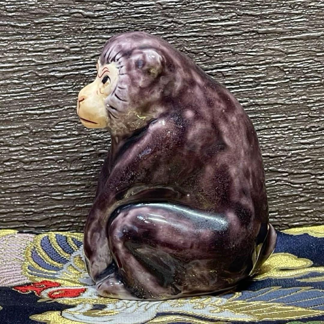 【願いが叶う 良縁】九谷焼 3号さる 糠川（はせがわ）清章作 厄除け 家庭円満