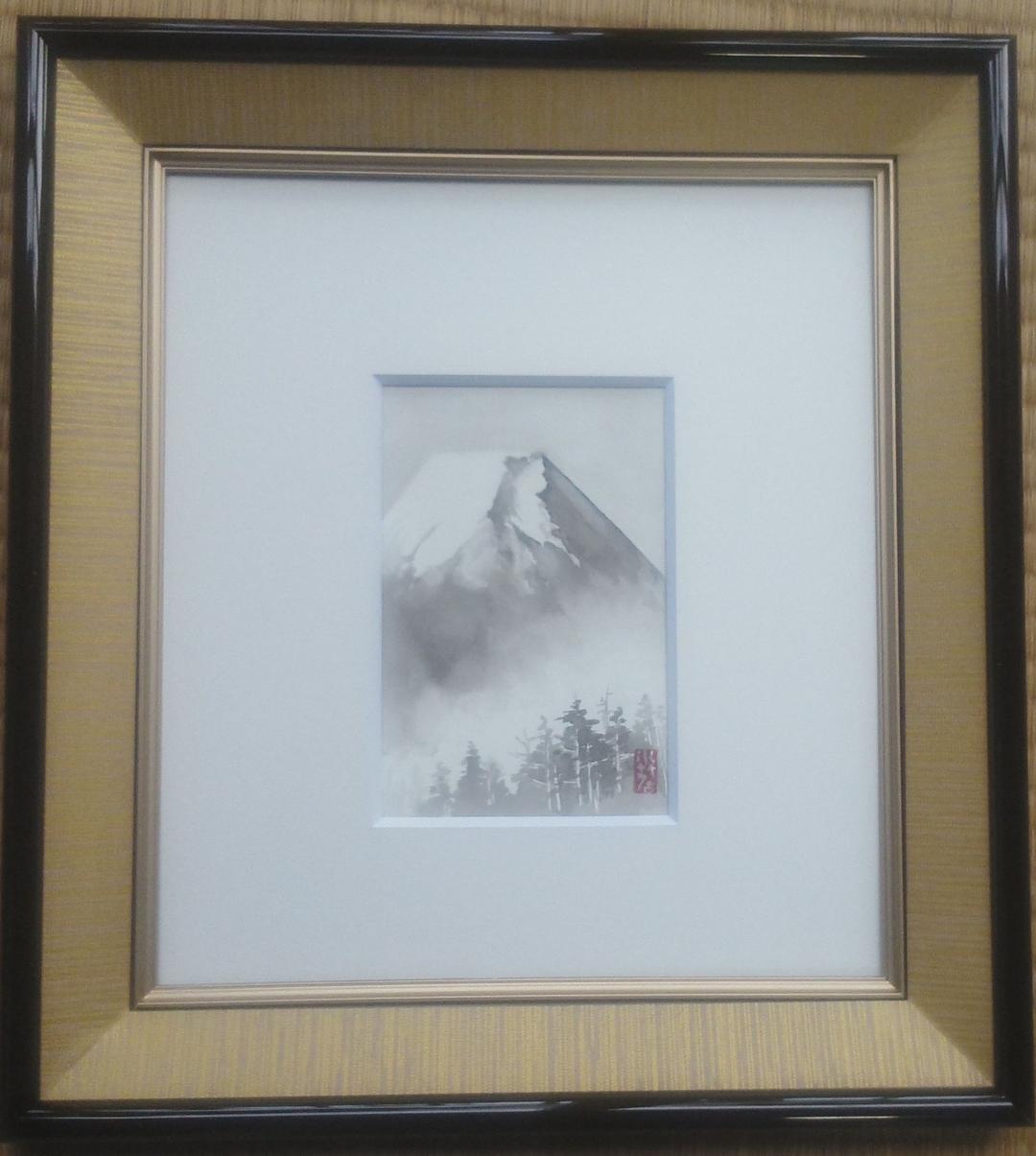 富士山の墨絵