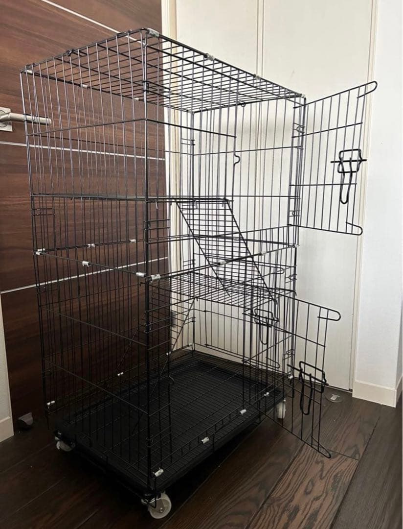 猫ケージ 猫用ケージ折り畳み式移動便利 組立簡単 猫脱走防止扉キャットケージ