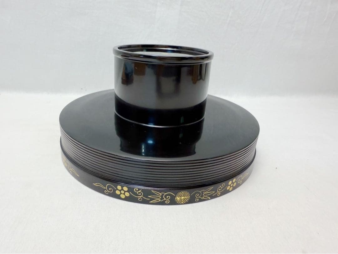 未使用 茶道具 平安 象彦 木製 春陽 高杯 干菓子器 金彩蒔絵 底印 共箱