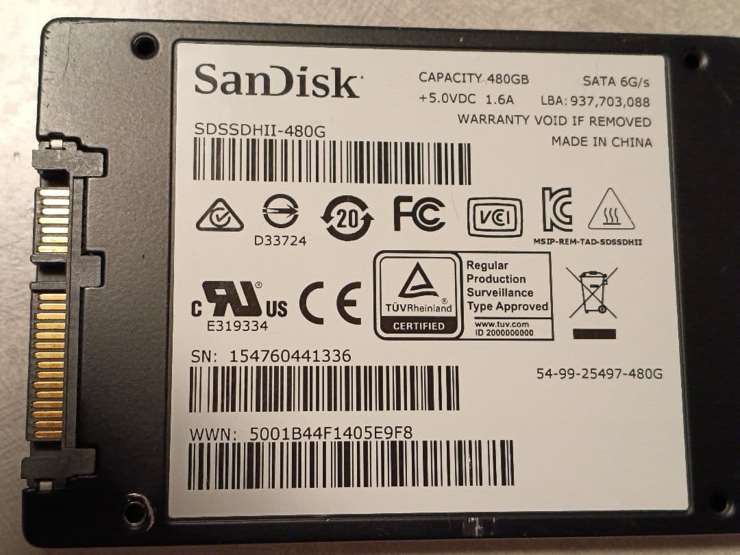 【値下げ】SanDisk UltraII 480GB SSD 正常100%336