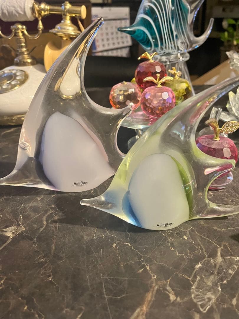 エンゼルフィッシュガラス 、クリスタルガラス、35センチ、マルティグラス