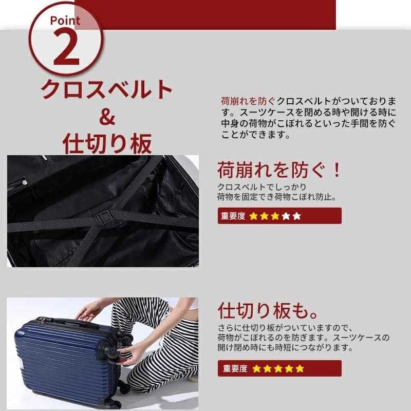 キャリーケース M TSAロック 衝撃吸収 軽量 静穏 キャリーバッグ ブラック