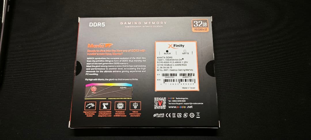 v-color manta xfinity DDR5-6000 6200動作品