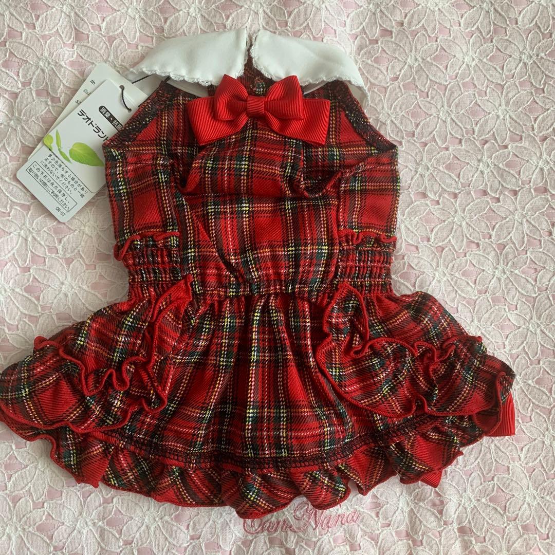 きゃんナナ　白襟タータンチェックワンピース　Ｓ　新品　レッド