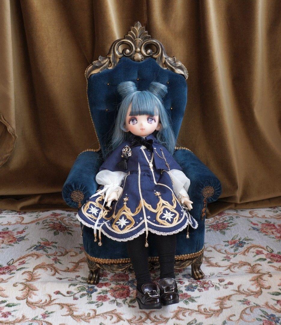 1/4 ドール用アンティーク調チェア オールドブルー 椅子 家具