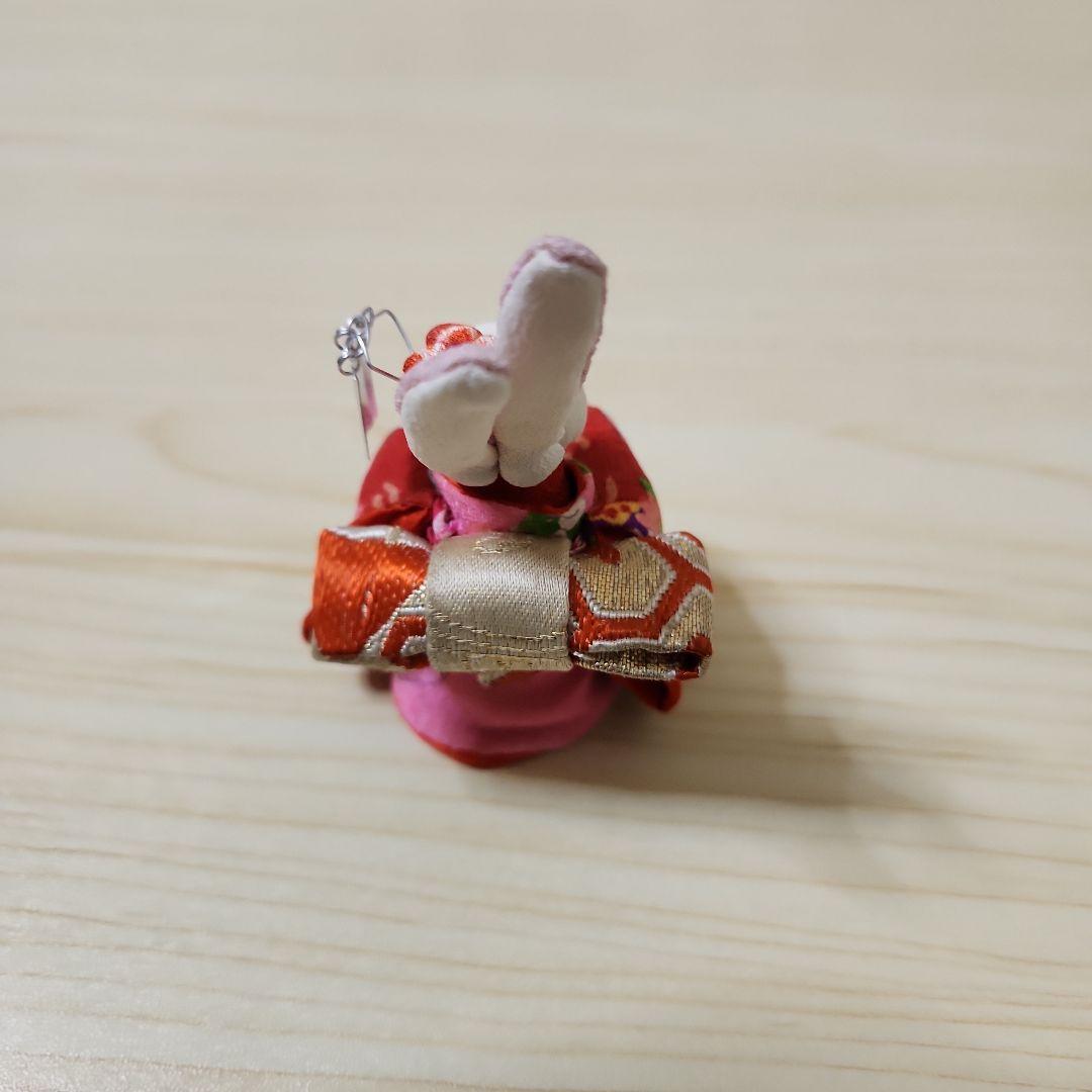 【手作り品】作家物　古布で作られた着物を着た動物の人形3点　豚・ねずみ・兎