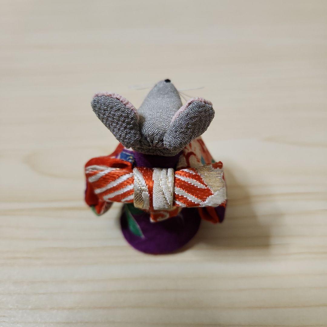 【手作り品】作家物　古布で作られた着物を着た動物の人形3点　豚・ねずみ・兎