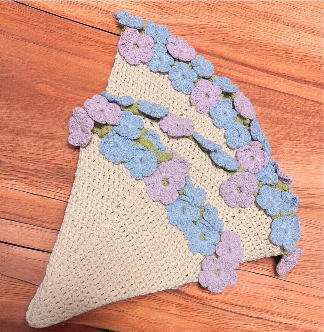 まるらぶ⭐︎フラワーブーケブランケット　ネモフィラ 全てコットン 80cm