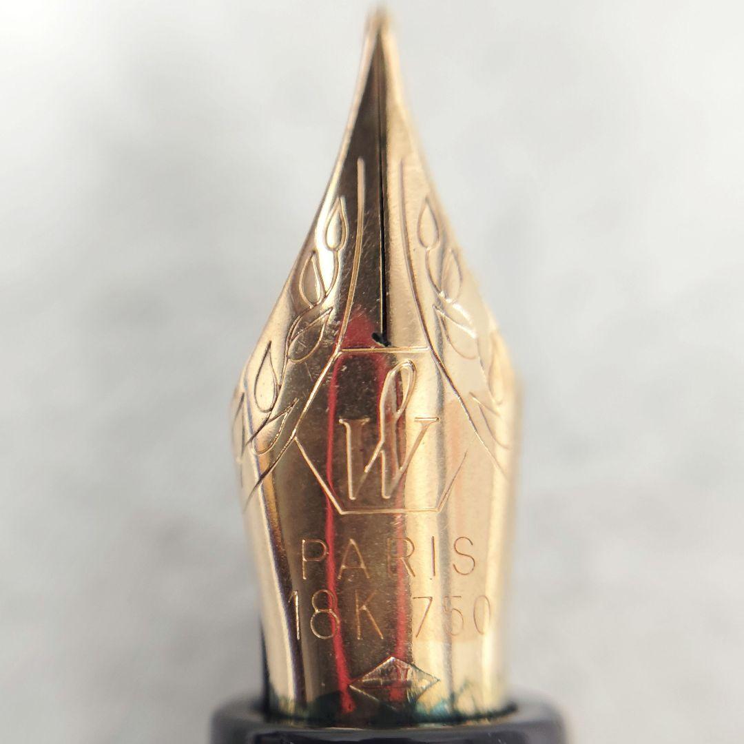 【T】WATERMAN　万年筆　ブルーボディ　K18　ボールペン替芯＆ケース付