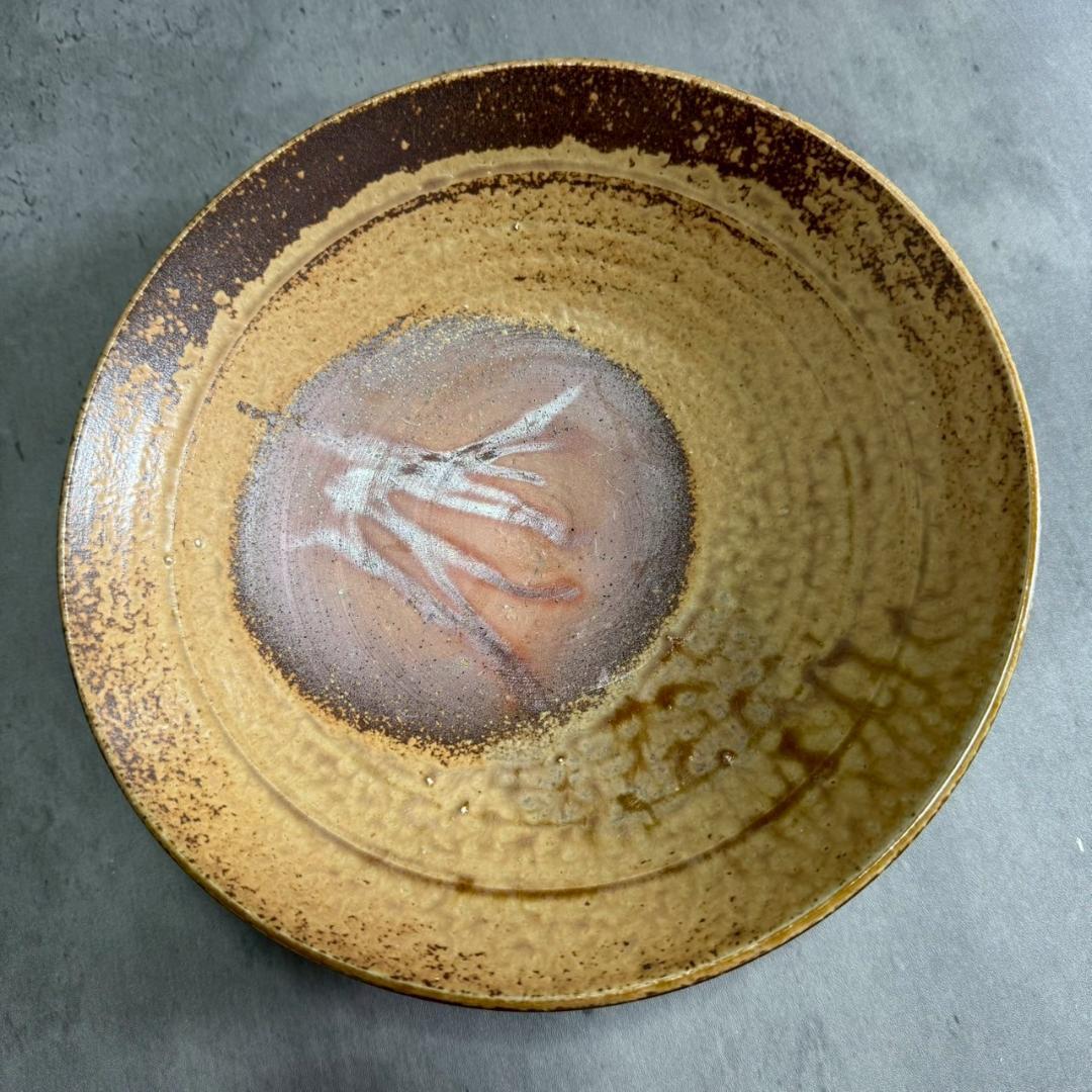 備前焼 吉本正作 丸皿 共箱付 陶芸美術 工芸品