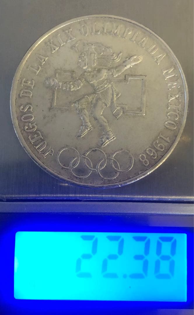 メキシコ　1968年　オリンピック記念　大型　銀貨 カプセル付き