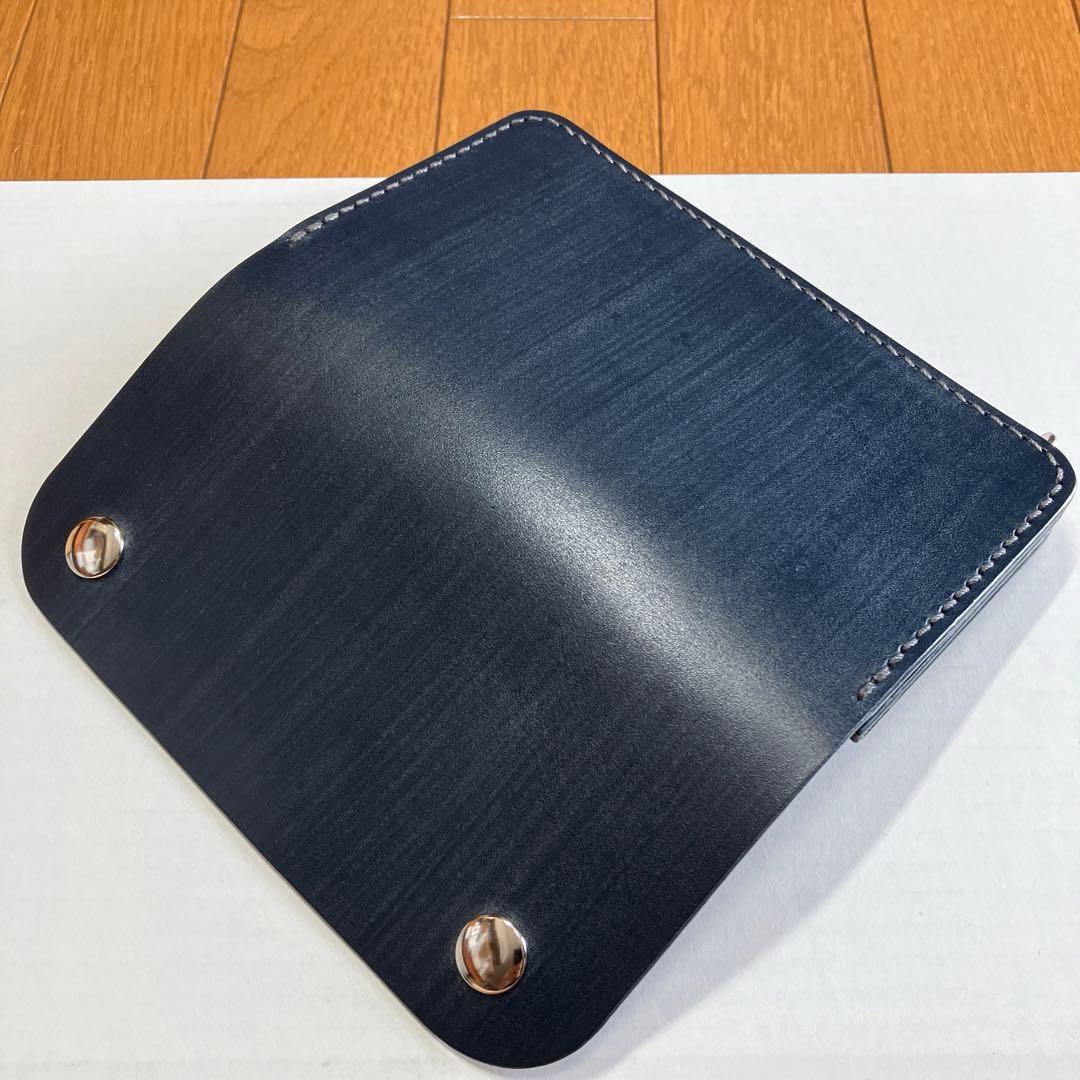 [ハンドメイド]トラッカーウォレット ブライドル ネイビー180×95
