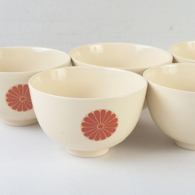 茶道具　京焼　加賀瑞山造　色絵金彩　花文　数茶碗　五客　N　9960