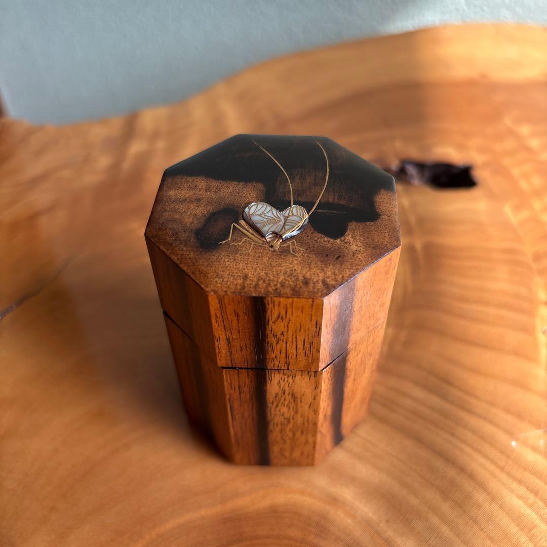 黒柿茶器 鈴虫蒔絵 吉田華正作 共箱 茶道具 （7）