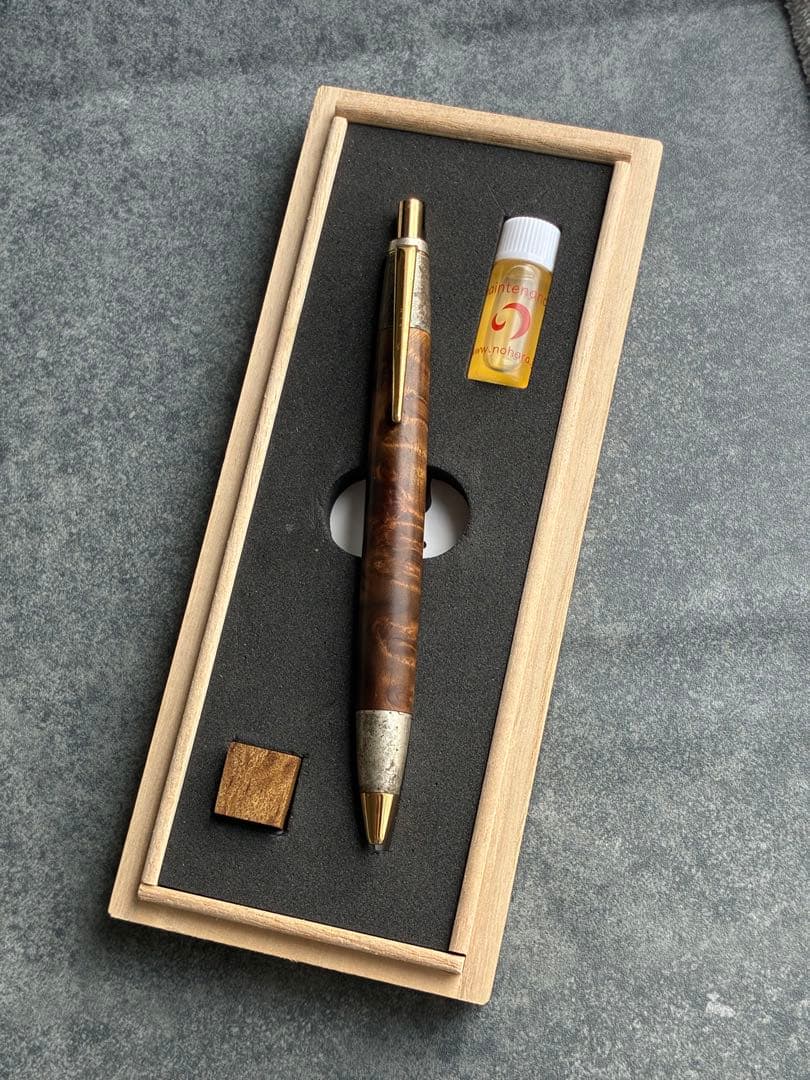 野原工芸 斑紋金具 特上 マーブルウッド ボールペン 斑紋純銀色 旧型 廃盤