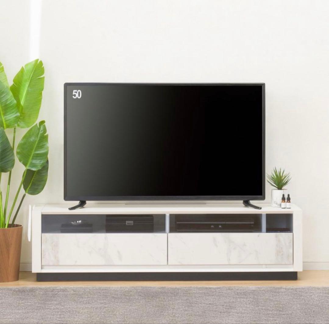 美品❗️ローボード(セーラル3 149 CHN-WH)テレビ台　テレビボード大理石