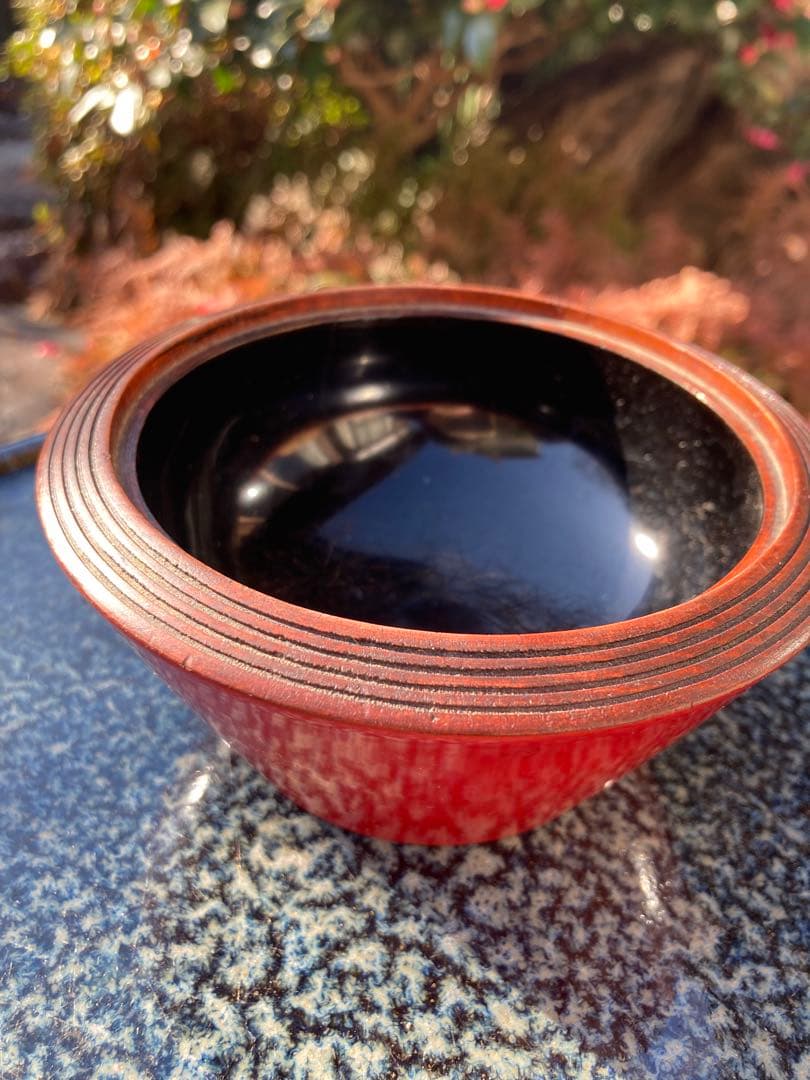 京都　赤色 漆器 菓子器 蓋付き　ヴィンテージ