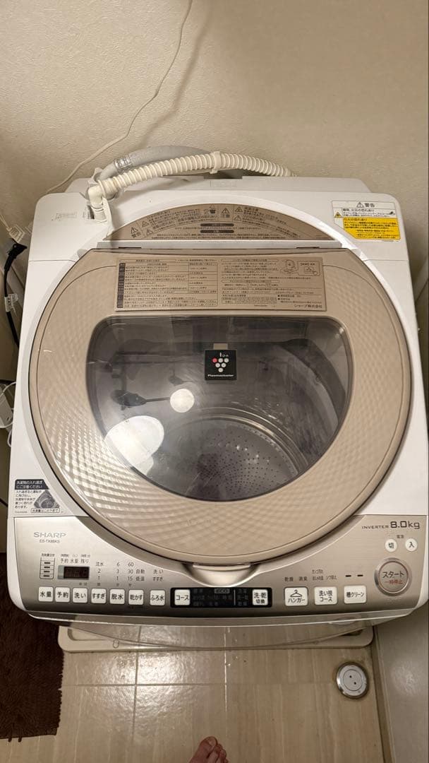 引取りは8千円引 18年製　シャープ縦型洗濯機　ES-TX8BKS 愛知県刈谷発