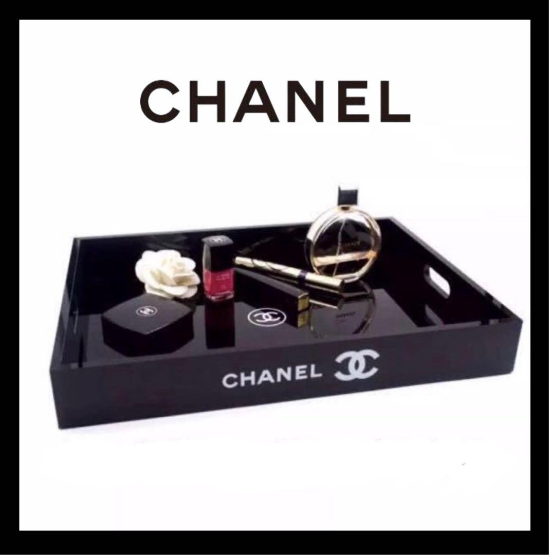 CHANELノベルティ特大インテリアトレイ黒アクセサリー&コスメトレイ