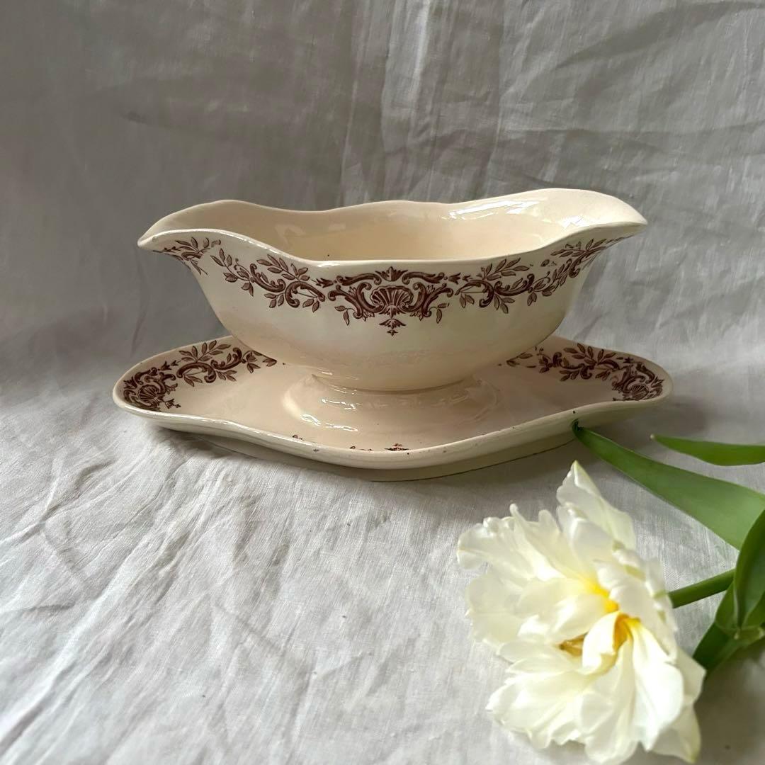 【金継ぎ用】ロンシャン Regent ソーシエール 茶色 フランスアンティーク