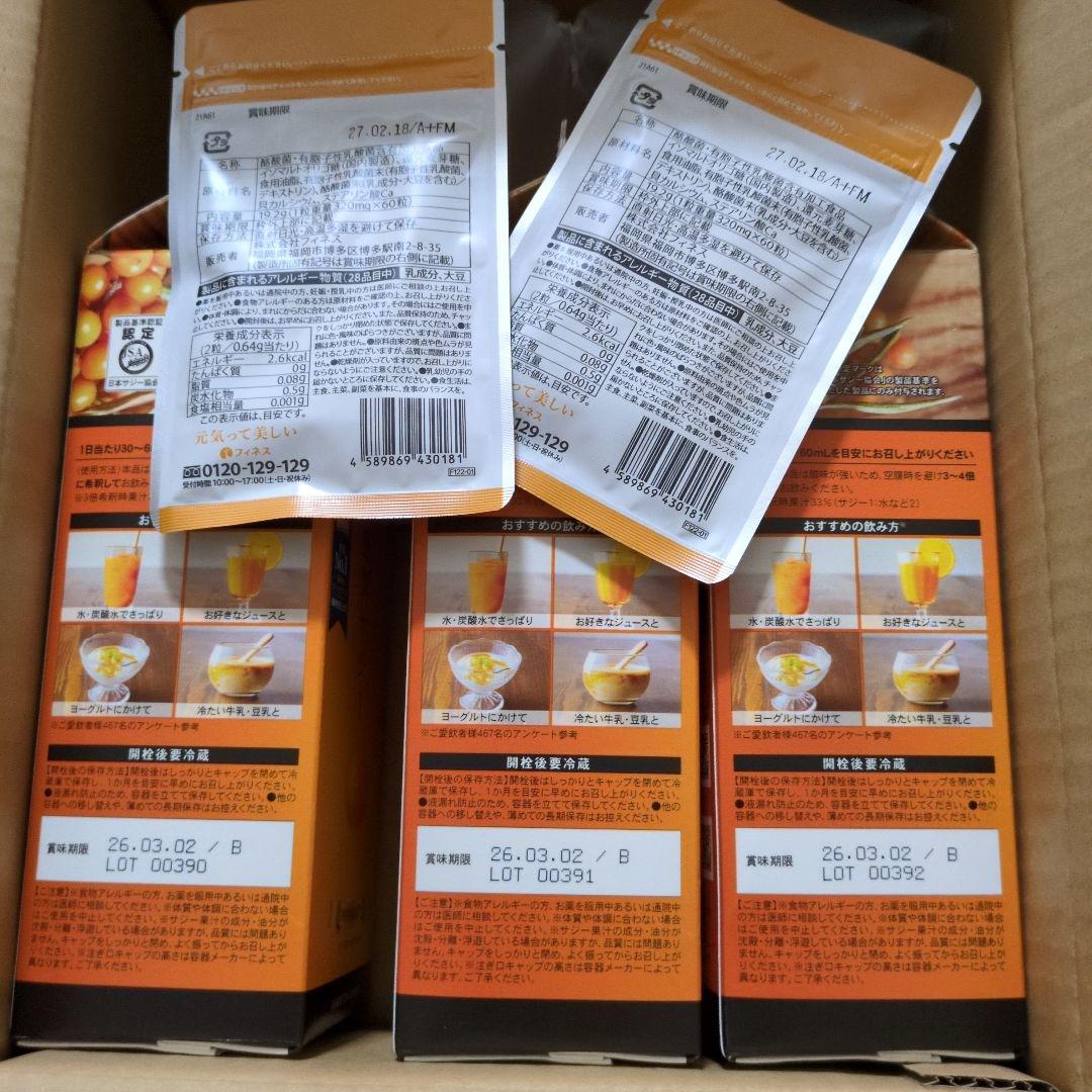 【3本セット】新品未開封　フィネス 豊潤サジー　1000ml 乳酸菌のサプリ付
