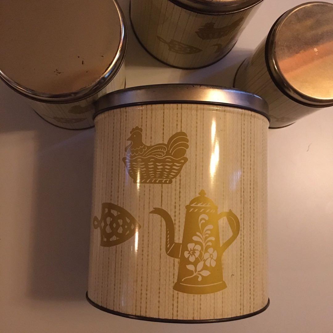 Decora社キャニスター4セット　USA ブリキ缶　ヴィンテージ　アンティーク