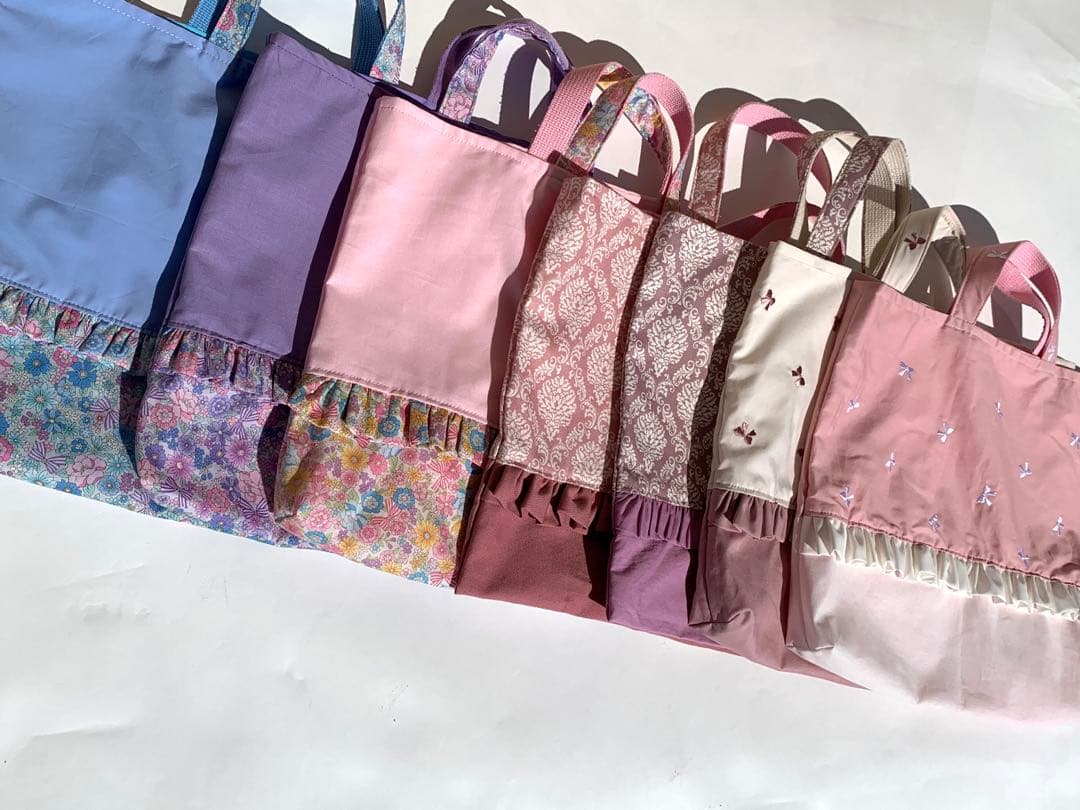 5点セット　花柄レッスンバッグ　上履き　体操服　巾着　お弁当　入園　入学