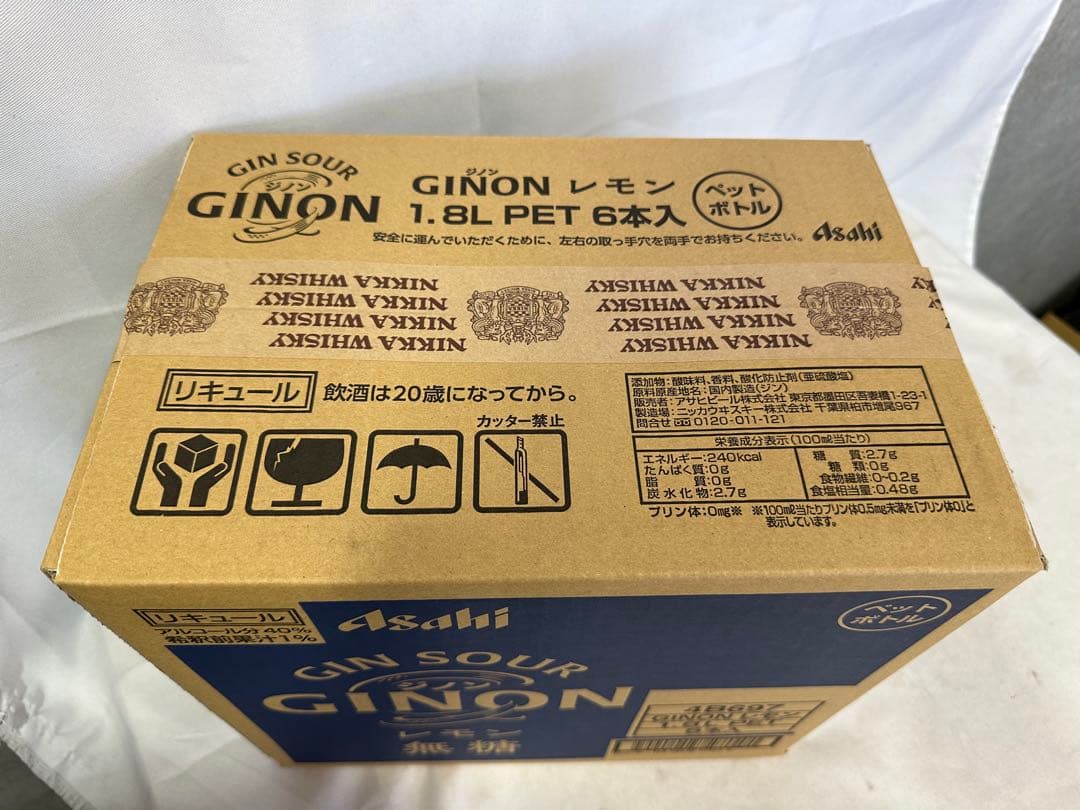 1 アサヒGINON ジノン 無糖 レモン 1.8Lペット×6本入り 40％
