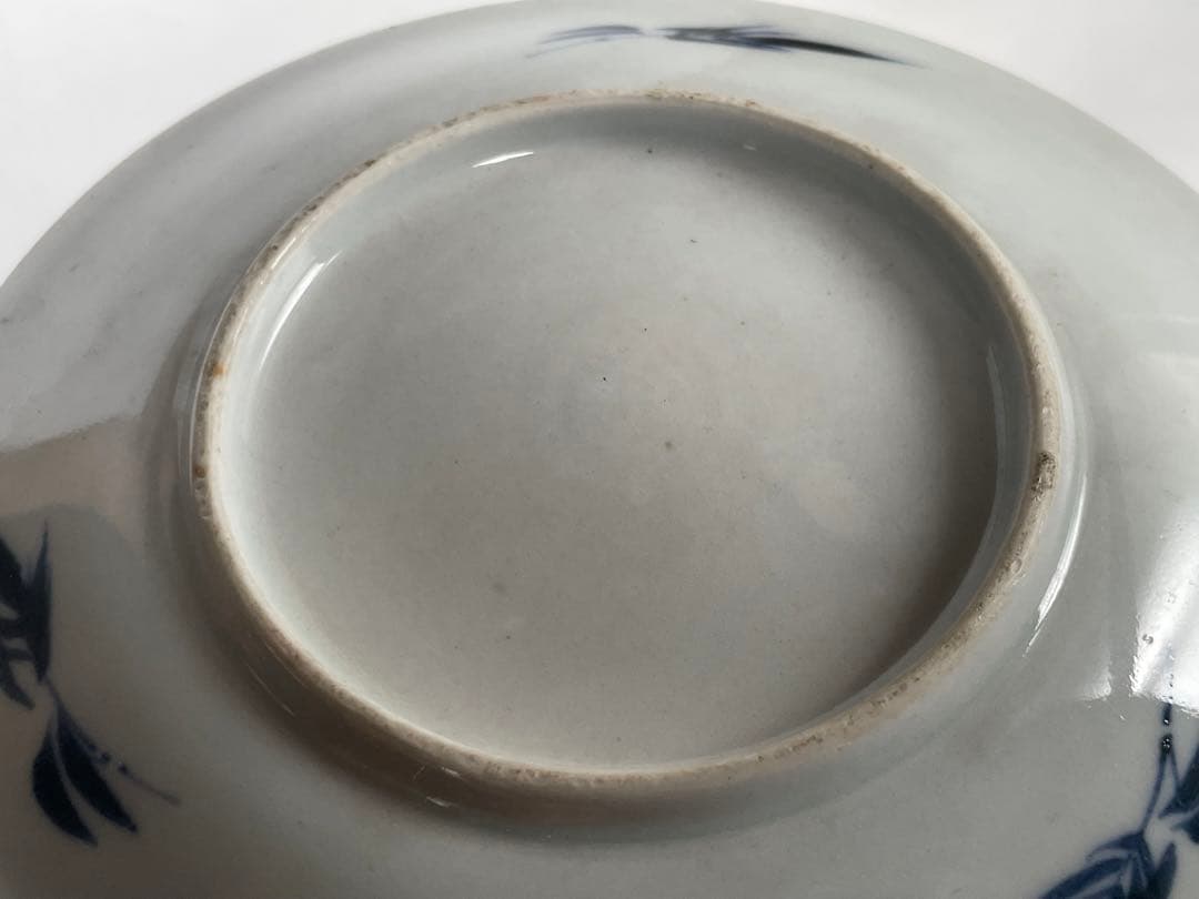 骨董　アンティーク　古伊万里　清朝写　水鳥文様　丸皿　六寸皿