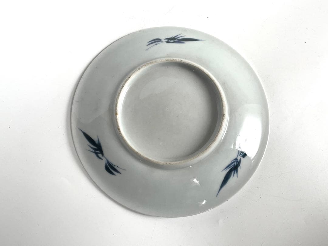 骨董　アンティーク　古伊万里　清朝写　水鳥文様　丸皿　六寸皿