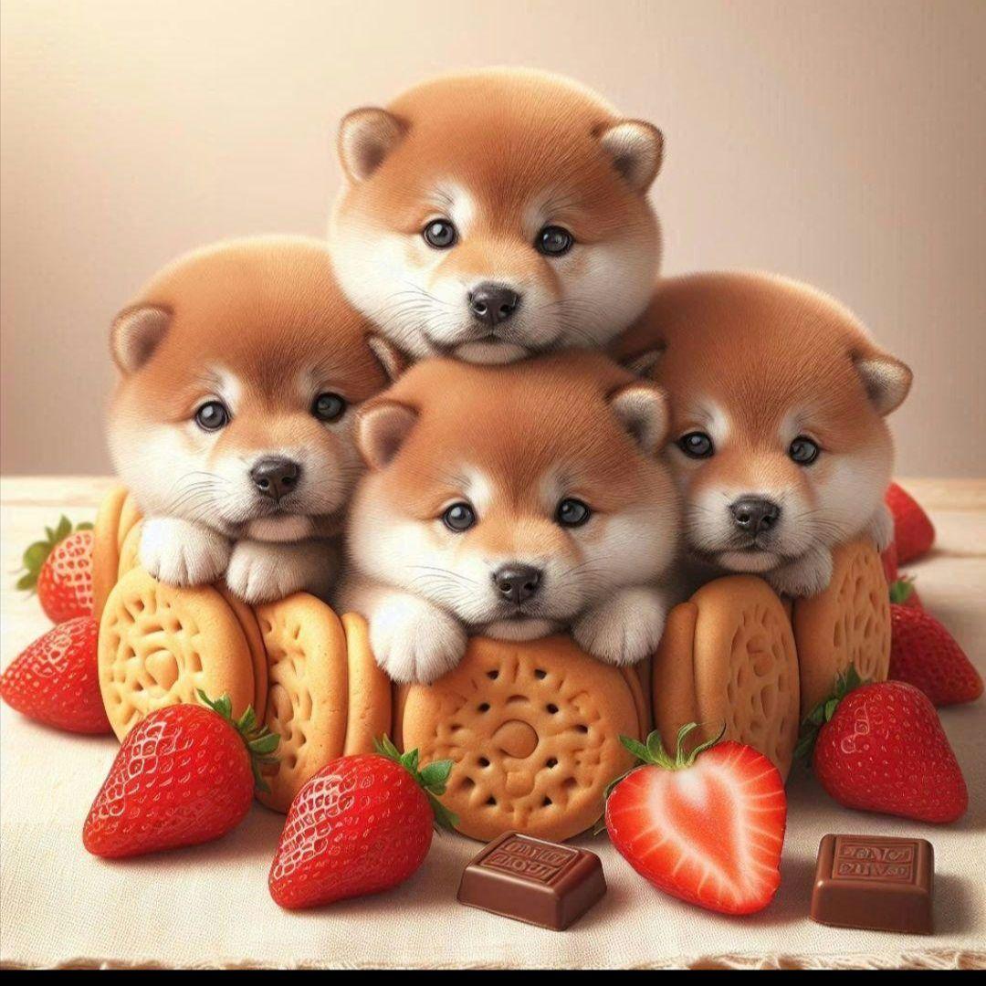 ビスケット柴犬パネル生地　ハンドメイド