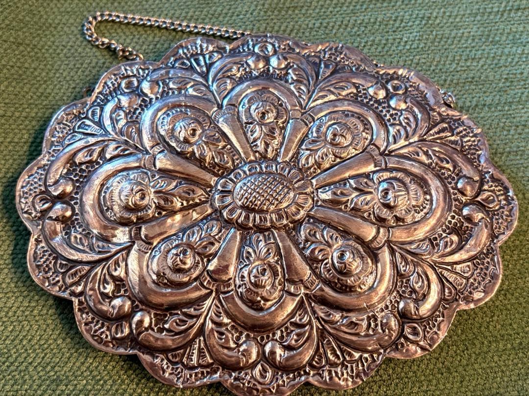 【英国】アンティーク ハンドメイド シルバー・プレート（銀メッキ）壁掛けミラー