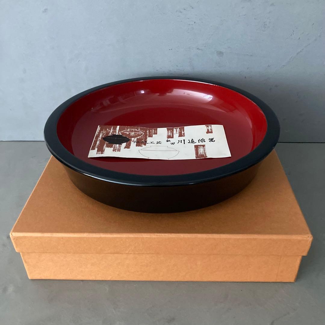 【未使用】伝統工芸 秋田 川連漆器 こね鉢 盛鉢 大皿 天然木 漆器