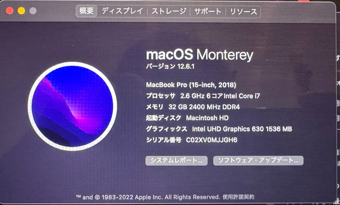 Macbook Pro (15-inch,2018)32GB/US配列 美品