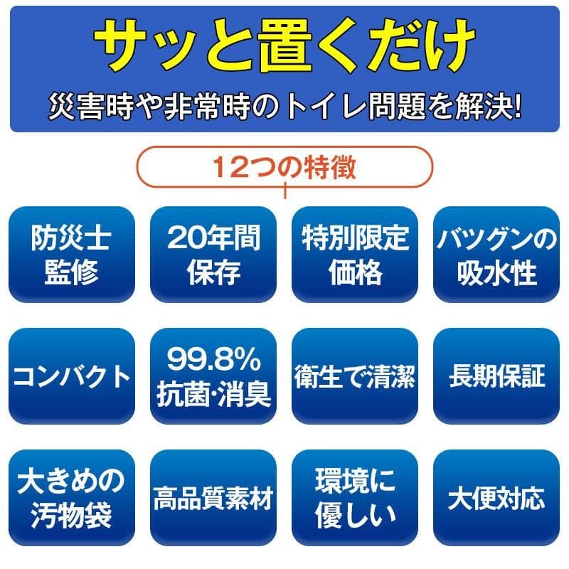 簡易トイレ 凝固剤 120回分 防災グッズ 抗菌 消臭 災害用 断水