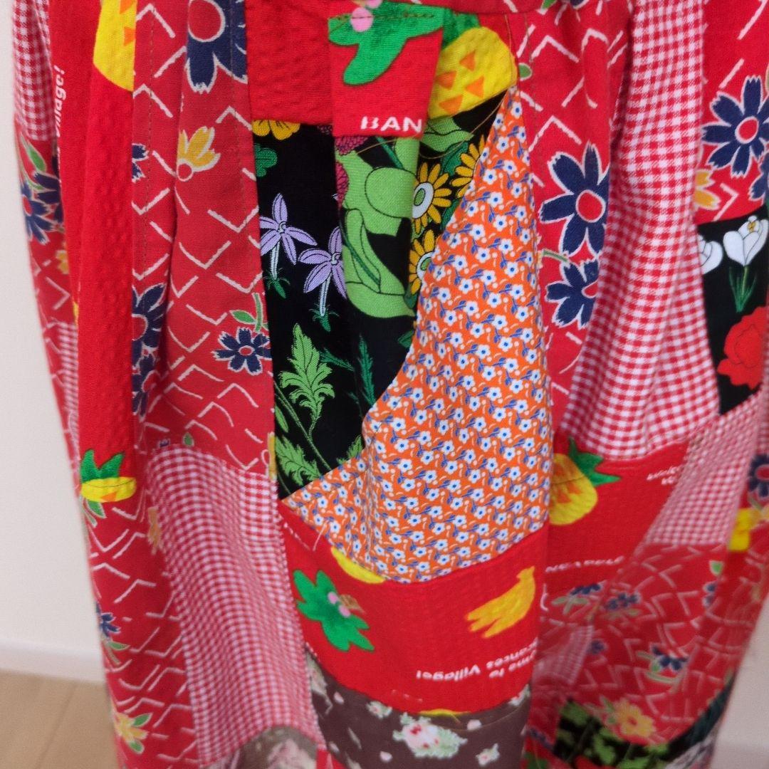 Vintage　パッチワーク　ロングスカート　フリーサイズ　ハンドメイド